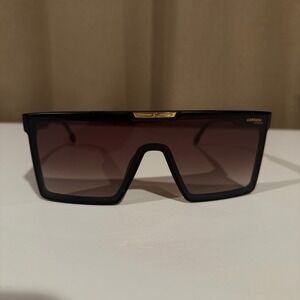 Carrera Victory Sunglasses Black‎ Oversized Shield Visor with Gold Made in Italy